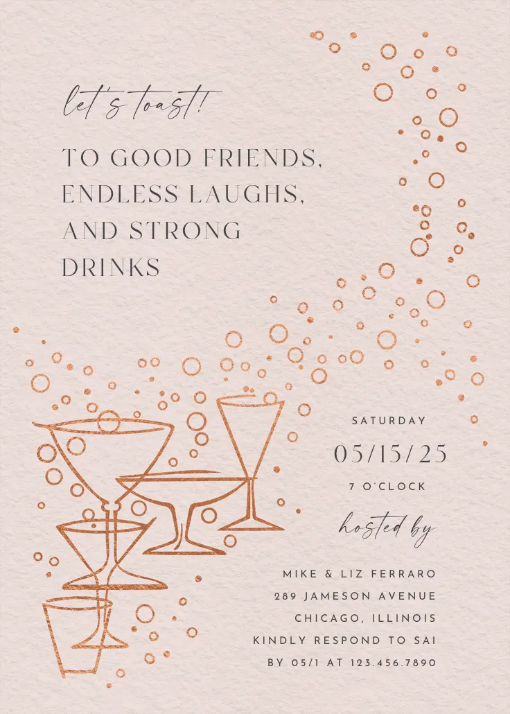 Fizzy bubbles - cocktail party invitation